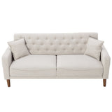 Square Arm Mid-Century Modern Tufted Sofa with Pillows