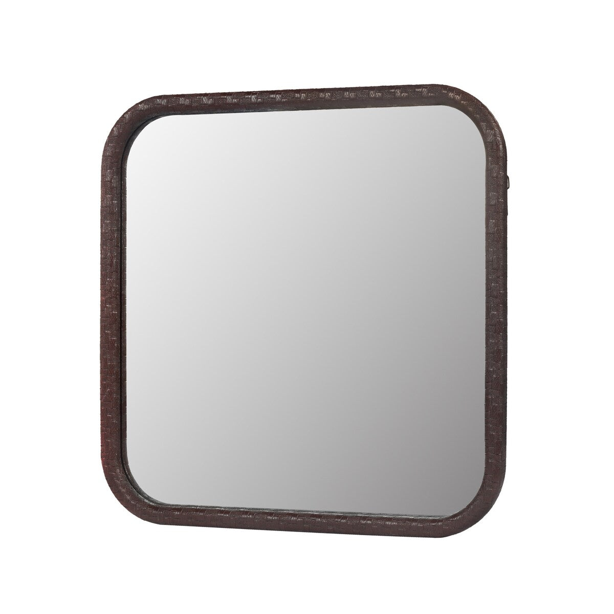 Square Brown Woven Grain Decorative Mirror