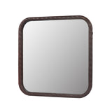 Square Brown Woven Grain Decorative Mirror