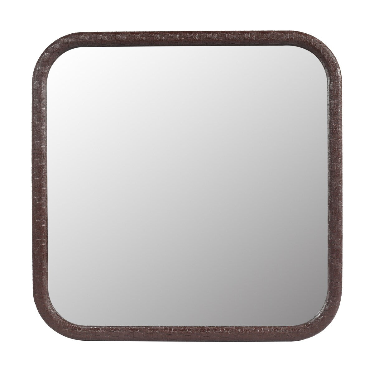 Square Brown Woven Grain Decorative Mirror