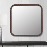 Square Brown Woven Grain Decorative Mirror