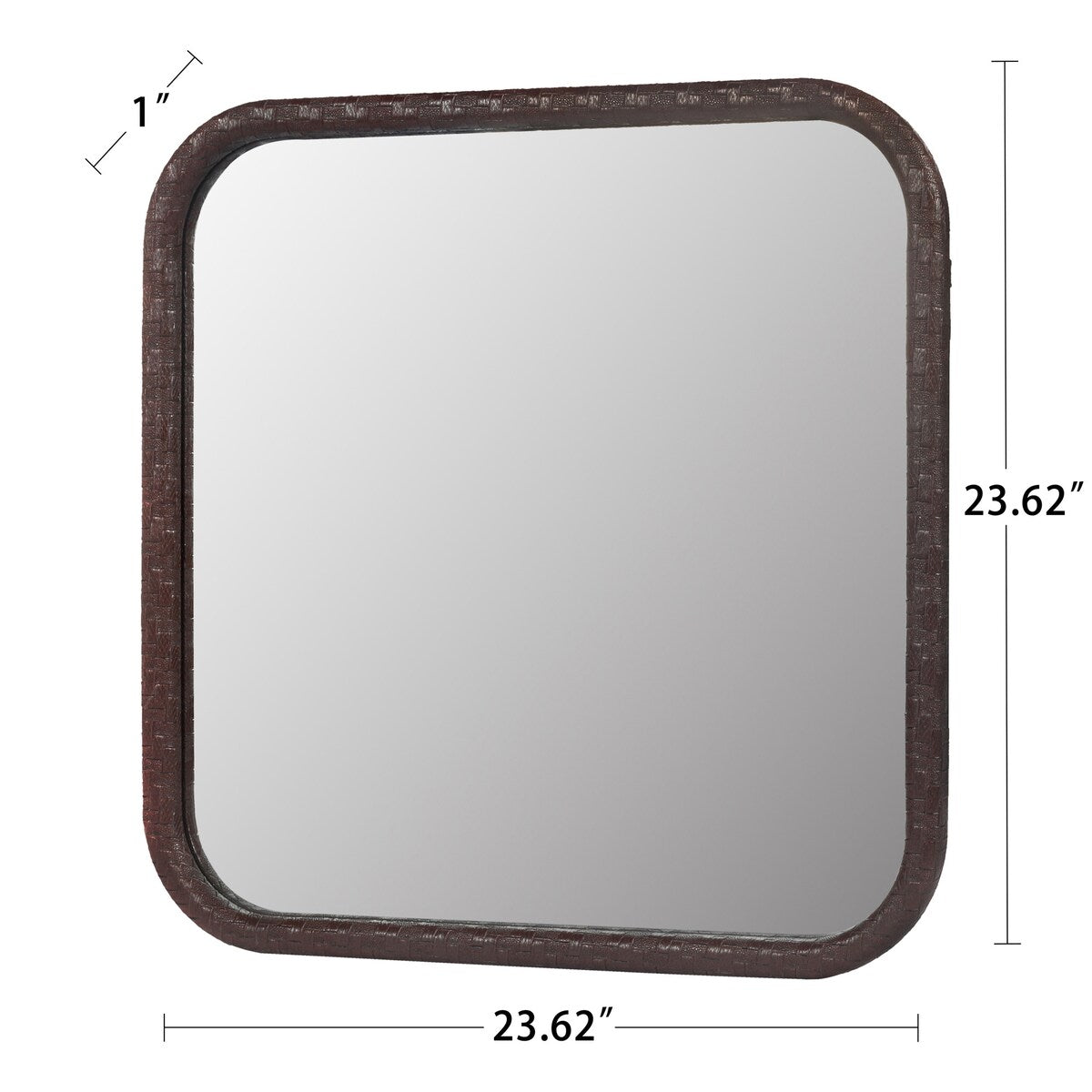 Square Brown Woven Grain Decorative Mirror