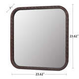 Square Brown Woven Grain Decorative Mirror