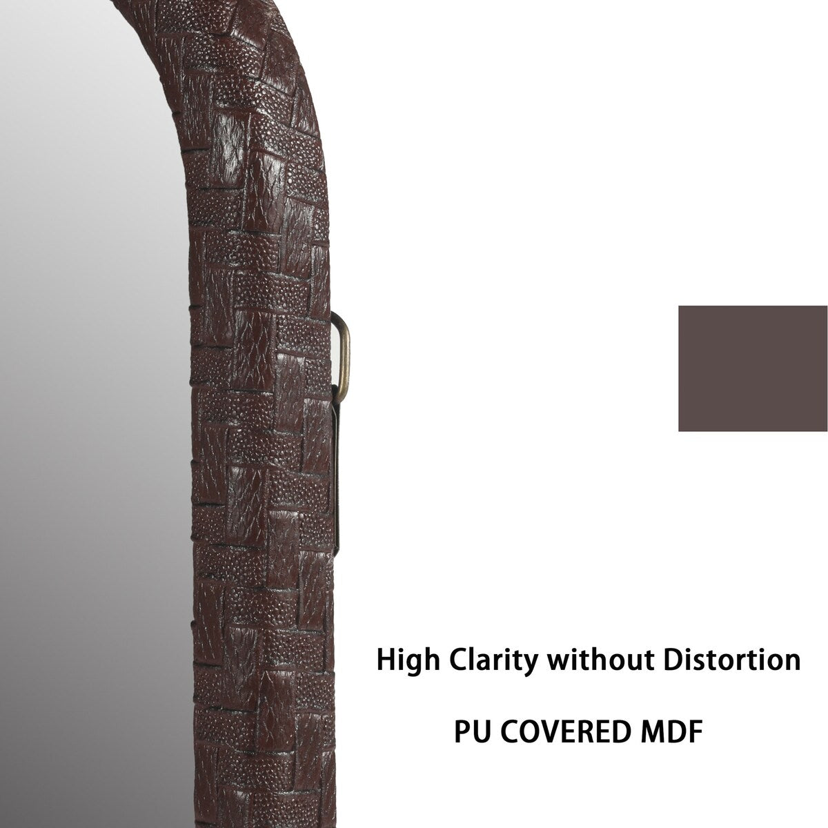 Square Brown Woven Grain Decorative Mirror