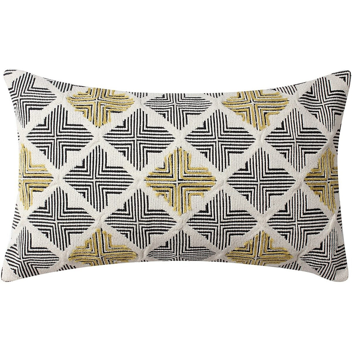 Square Cotton Handwoven Cushion Cover with Arrow Silhouette, Multicolor