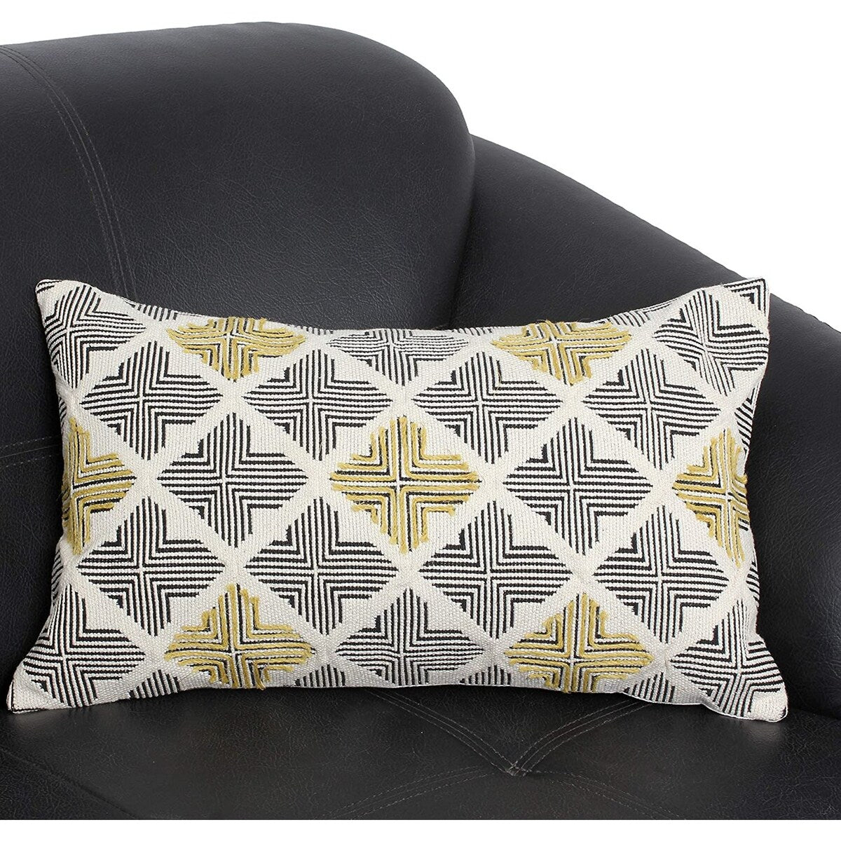 Square Cotton Handwoven Cushion Cover with Arrow Silhouette, Multicolor