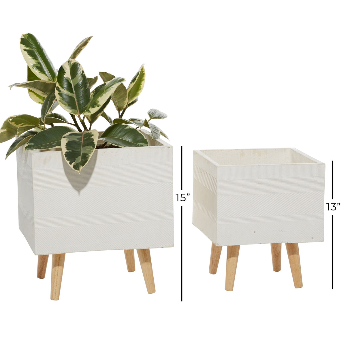 Ceramic Contemporary Planter (Set of 2) - S/2 13", 15"H