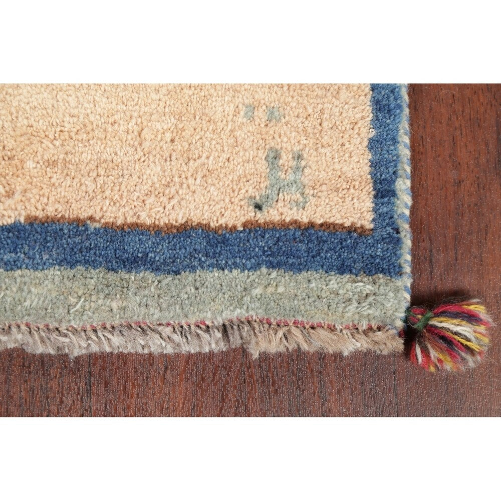 Square Gabbeh Shiraz Persian Area Rug Handmade Oriental Carpet - 2' 0" x 2' 5" Square