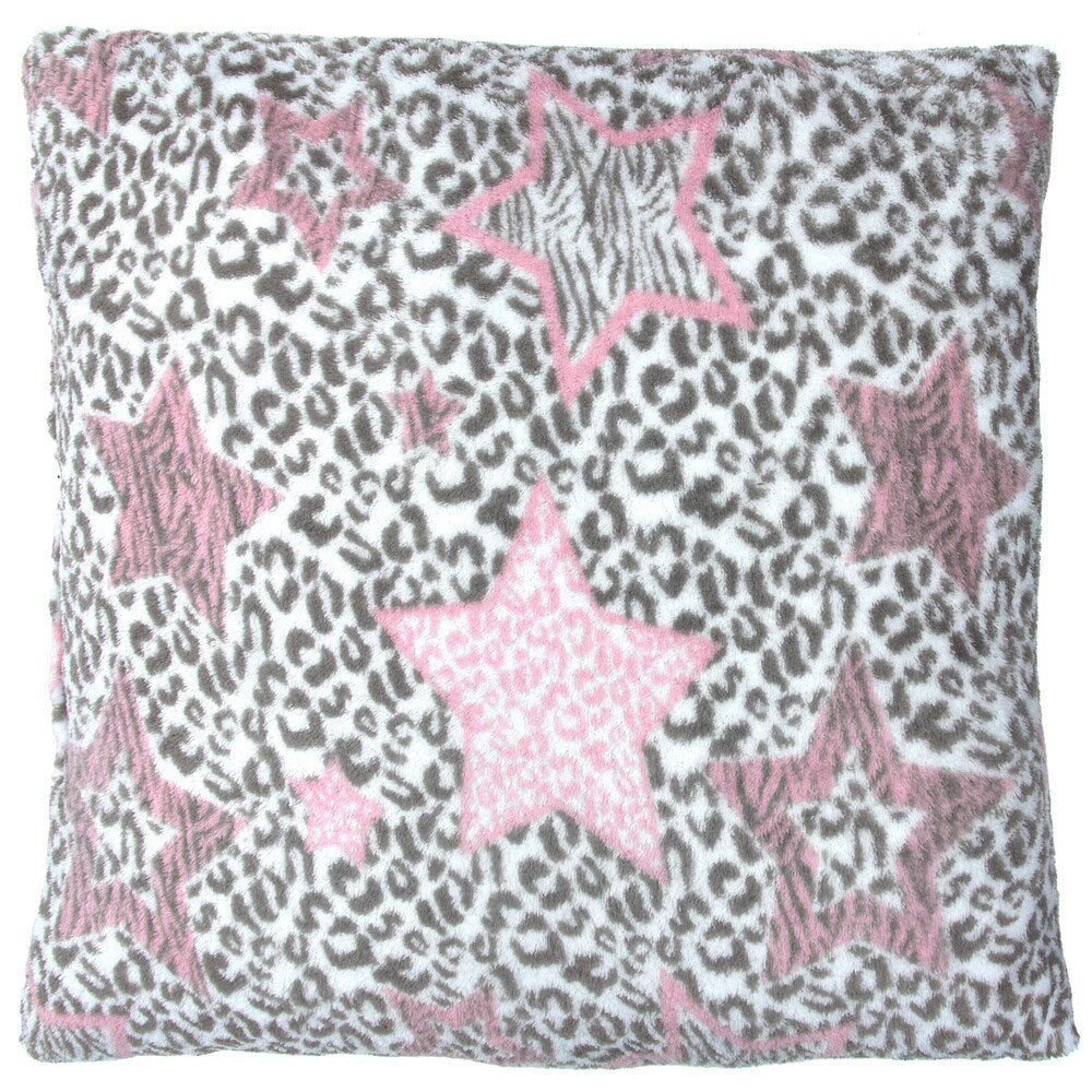 Square Leopard/ Star Plush Decorative Throw Pillow