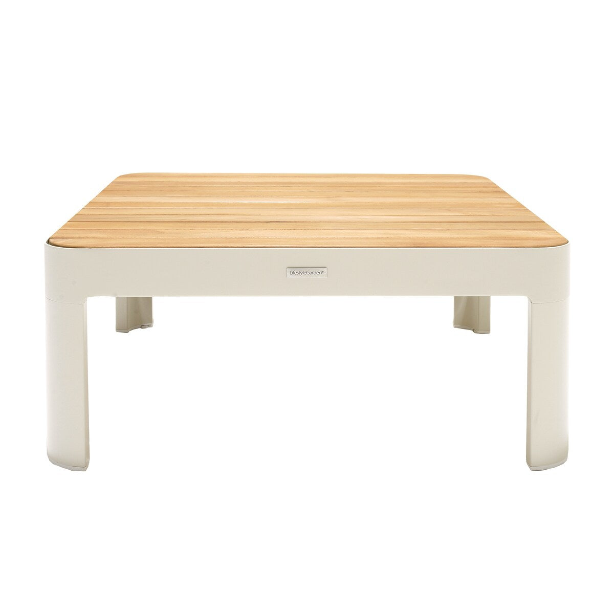 Square Outdoor Coffee Table with Slatted Table Top, Light Gray
