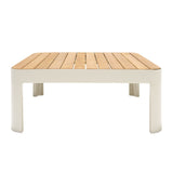 Square Outdoor Coffee Table with Slatted Table Top, Light Gray