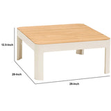 Square Outdoor Coffee Table with Slatted Table Top, Light Gray
