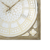 Square Oversized Wooden Wall Clock with Glass Inlay, Gold and Clear