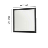 Square Shape Wooden Frame Mirror with Mounting Hardware, Black and Silver