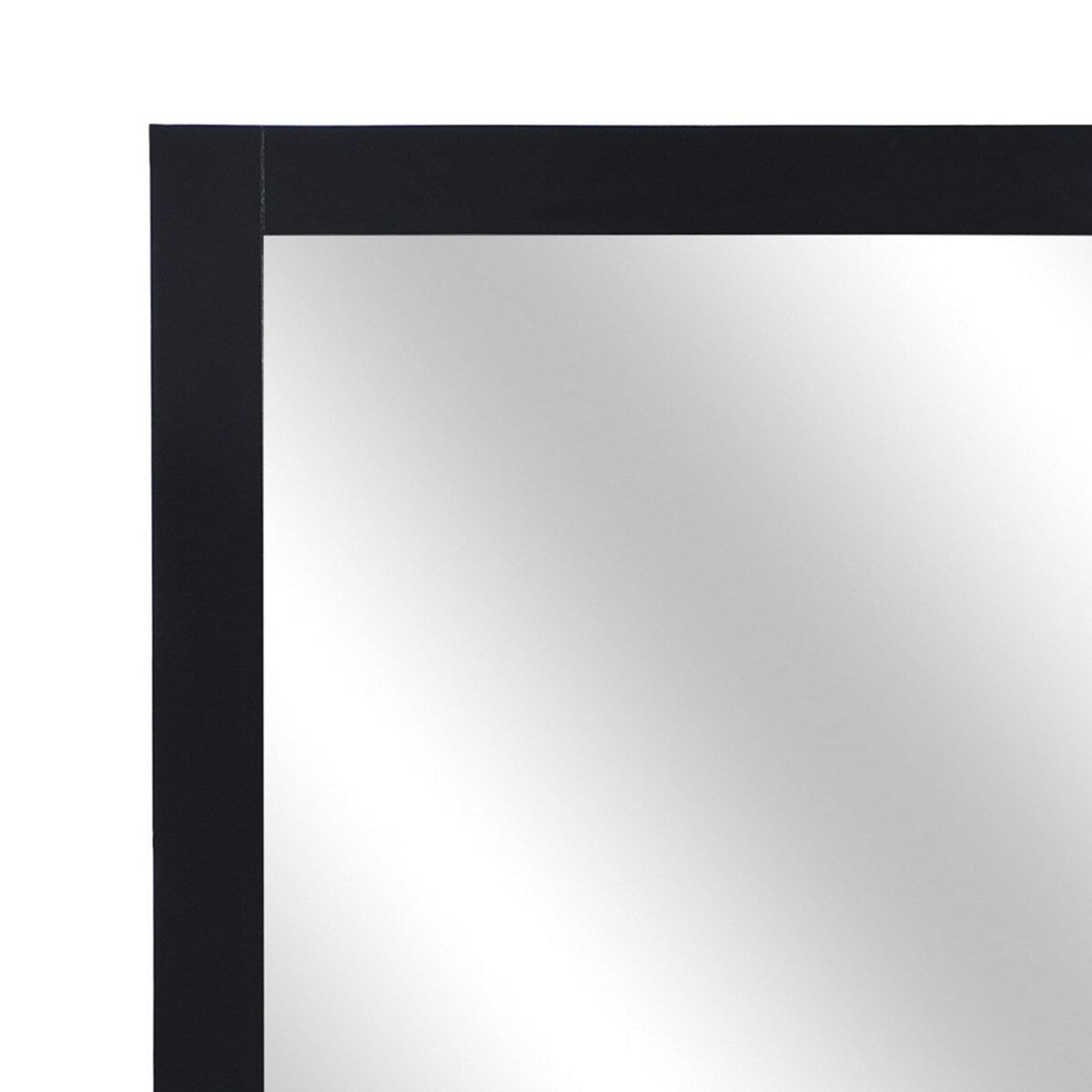 Square Shape Wooden Frame Mirror with Mounting Hardware, Black and Silver