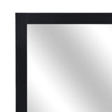 Square Shape Wooden Frame Mirror with Mounting Hardware, Black and Silver