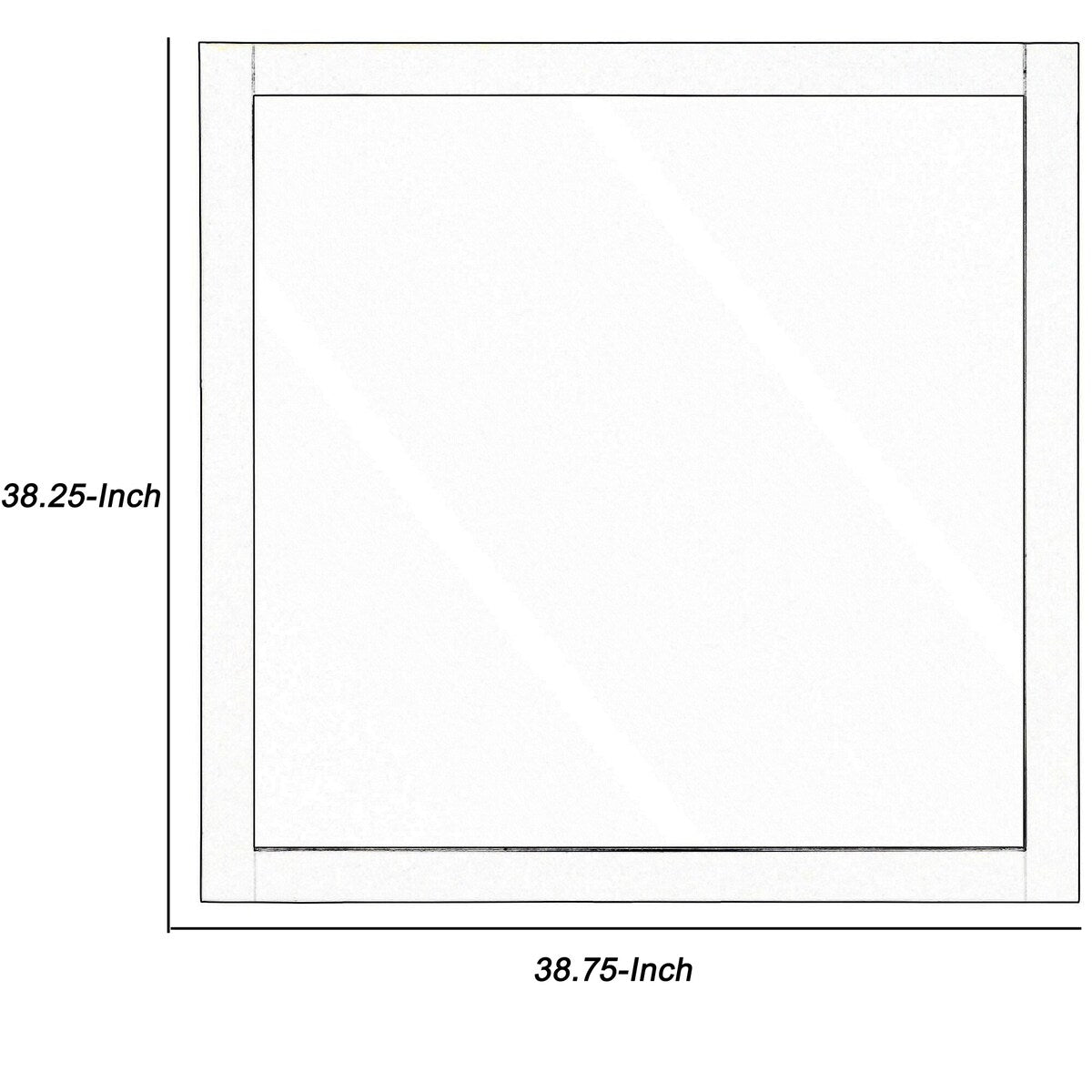 Square Shape Wooden Frame Mirror with Mounting Hardware, Black and Silver