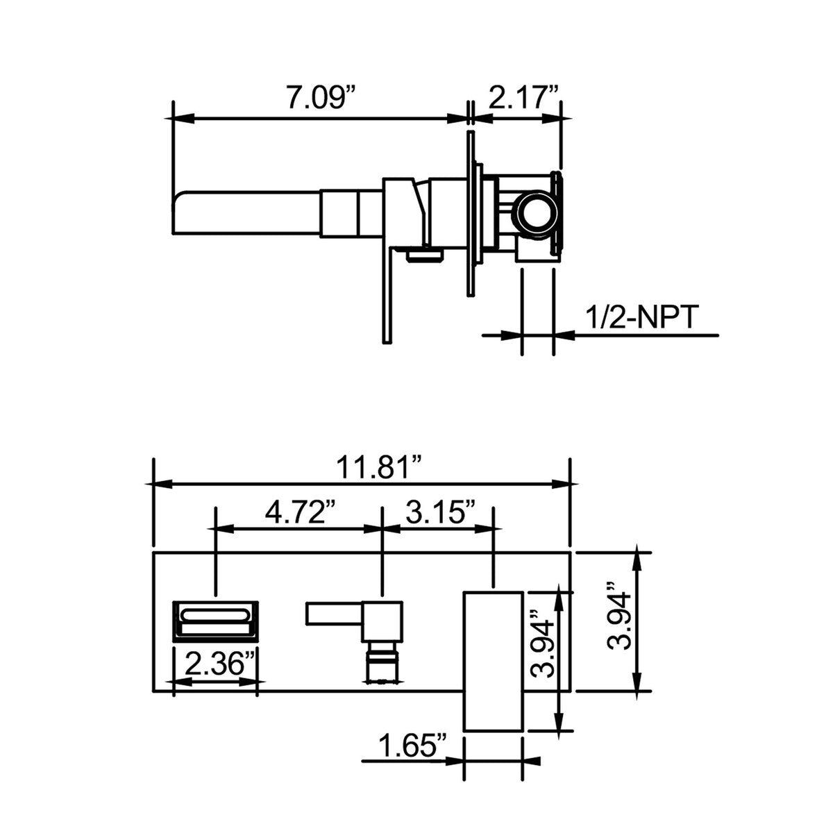 Square Single Handle Waterfall Faucet Bathtub Faucet Set
