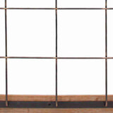 Square Wooden Frame Mirror with Metal Grid Design, Brown