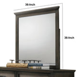 Square Wooden Frame Mirror with Raised Moulded Top, Brown and Silver