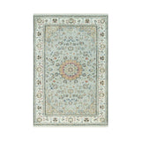 Squirrel Gray, Nain with Center Medallion Flower Design, Hand Knotted, Soft Wool, Oriental Rug 5'1"x8'2" - 5'1" x 8'2"