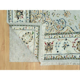 Squirrel Gray, Nain with Center Medallion Flower Design, Hand Knotted, Soft Wool, Oriental Rug 5'1"x8'2" - 5'1" x 8'2"