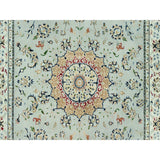 Squirrel Gray, Nain with Center Medallion Flower Design, Hand Knotted, Soft Wool, Oriental Rug 5'1"x8'2" - 5'1" x 8'2"