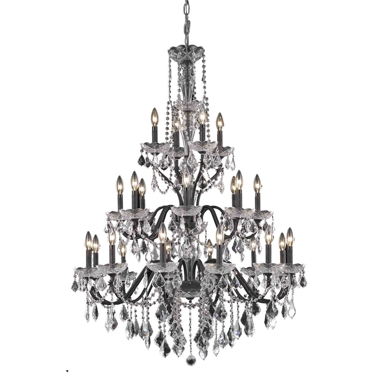 St. Francis 24 light Dark Bronze Chandelier Clear SwarovskiÆ Elements - One Size