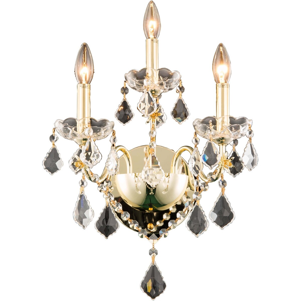 St. Francis 3 light Gold Wall Sconce Clear Elegant Cut Crystal - One Size
