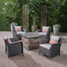 St. Lucia Outdoor 4 Piece Wicker Chat Set with Fire Pit by Christopher Knight Home
