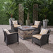 St. Lucia Outdoor 4 Piece Wicker Chat Set with Fire Pit by Christopher Knight Home