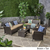 St. Lucia Outdoor 7 Seater Wicker Chat Set by Christopher Knight Home