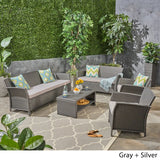 St. Lucia Outdoor 7 Seater Wicker Chat Set by Christopher Knight Home