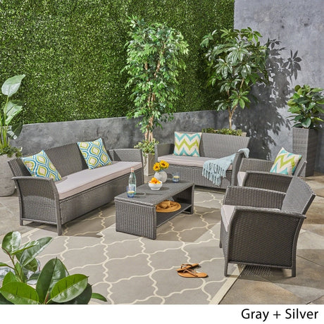St. Lucia Outdoor 7 Seater Wicker Chat Set by Christopher Knight Home