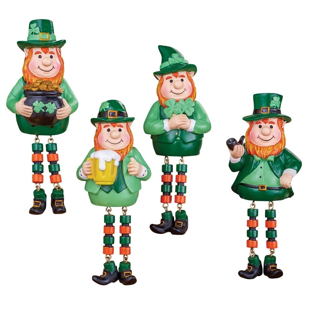 St. Patrick's Leprechaun Figurine Sitters - Set of 4 - 9.800 x 7.100 x 3.600
