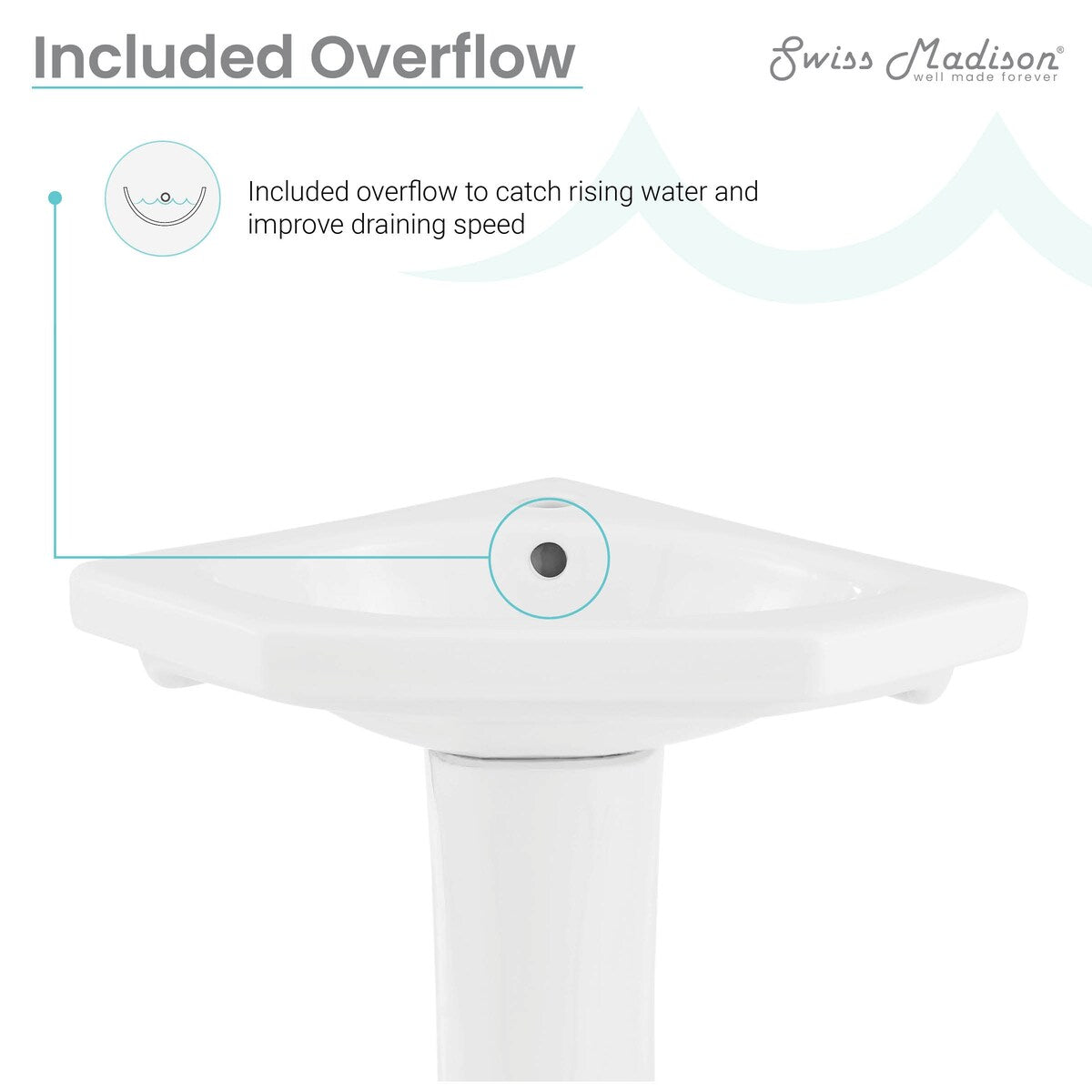 St.Tropez Corner Two-Piece Pedestal Sink - 22.25" x 15.75" 33.65"