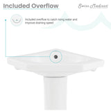 St.Tropez Corner Two-Piece Pedestal Sink - 22.25" x 15.75" 33.65"