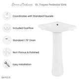 St.Tropez Corner Two-Piece Pedestal Sink - 22.25" x 15.75" 33.65"