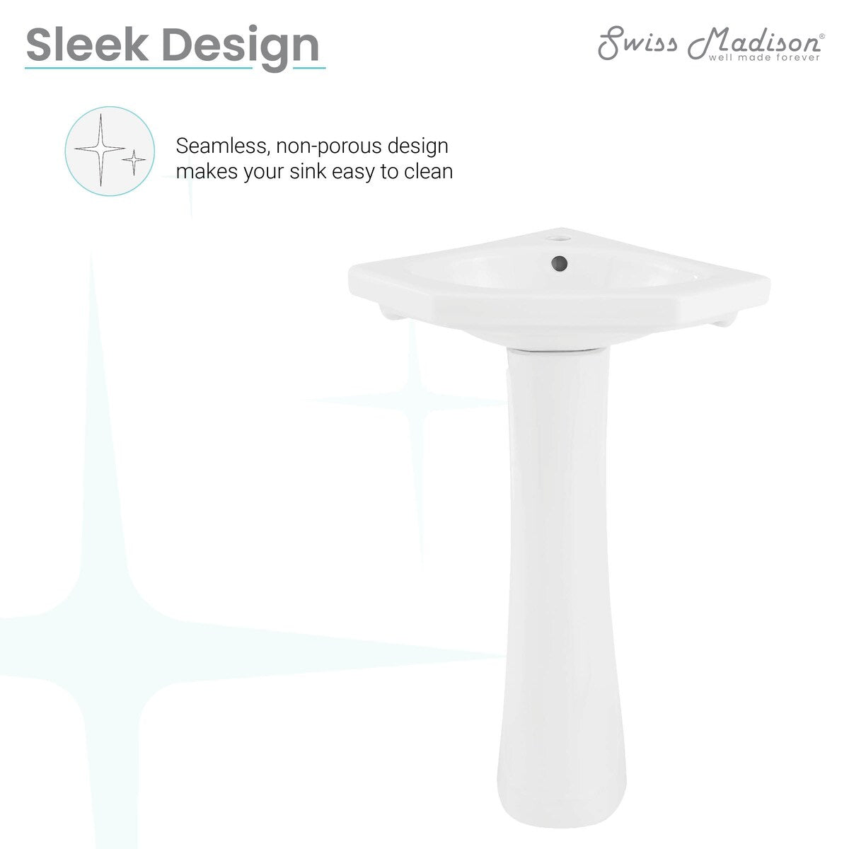 St.Tropez Corner Two-Piece Pedestal Sink - 22.25" x 15.75" 33.65"