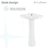 St.Tropez Corner Two-Piece Pedestal Sink - 22.25" x 15.75" 33.65"