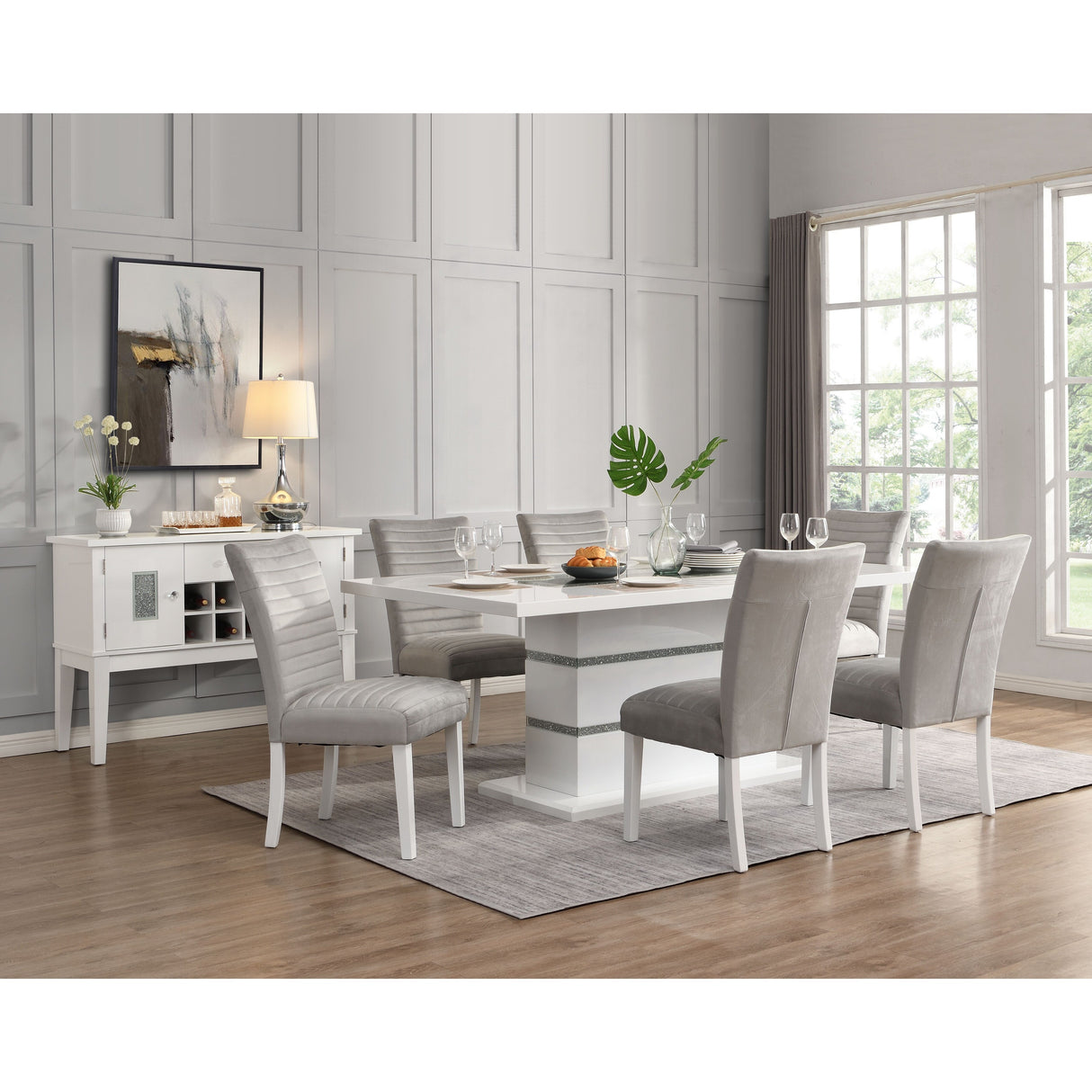 Staccato Grey and White Tufted Back Side Chairs (Set of 2)