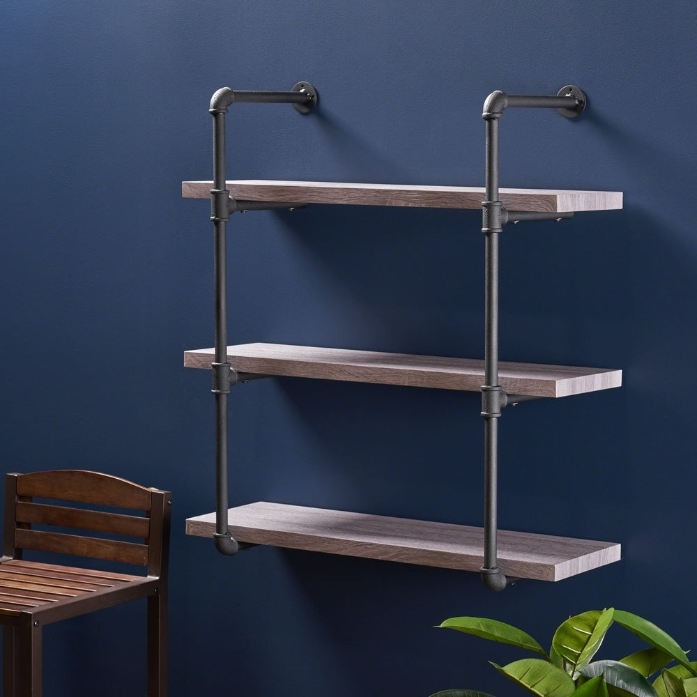 Staci Industrial 3-tier Floating Shelf by Christopher Knight Home - 31.25" W x 12.00" D x 34.75" H