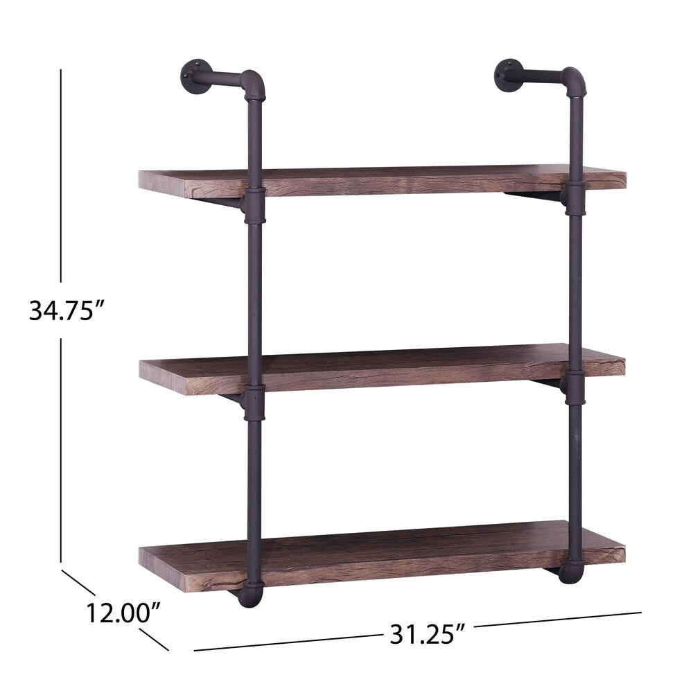 Staci Industrial 3-tier Floating Shelf by Christopher Knight Home - 31.25" W x 12.00" D x 34.75" H