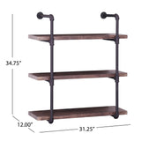 Staci Industrial 3-tier Floating Shelf by Christopher Knight Home - 31.25" W x 12.00" D x 34.75" H