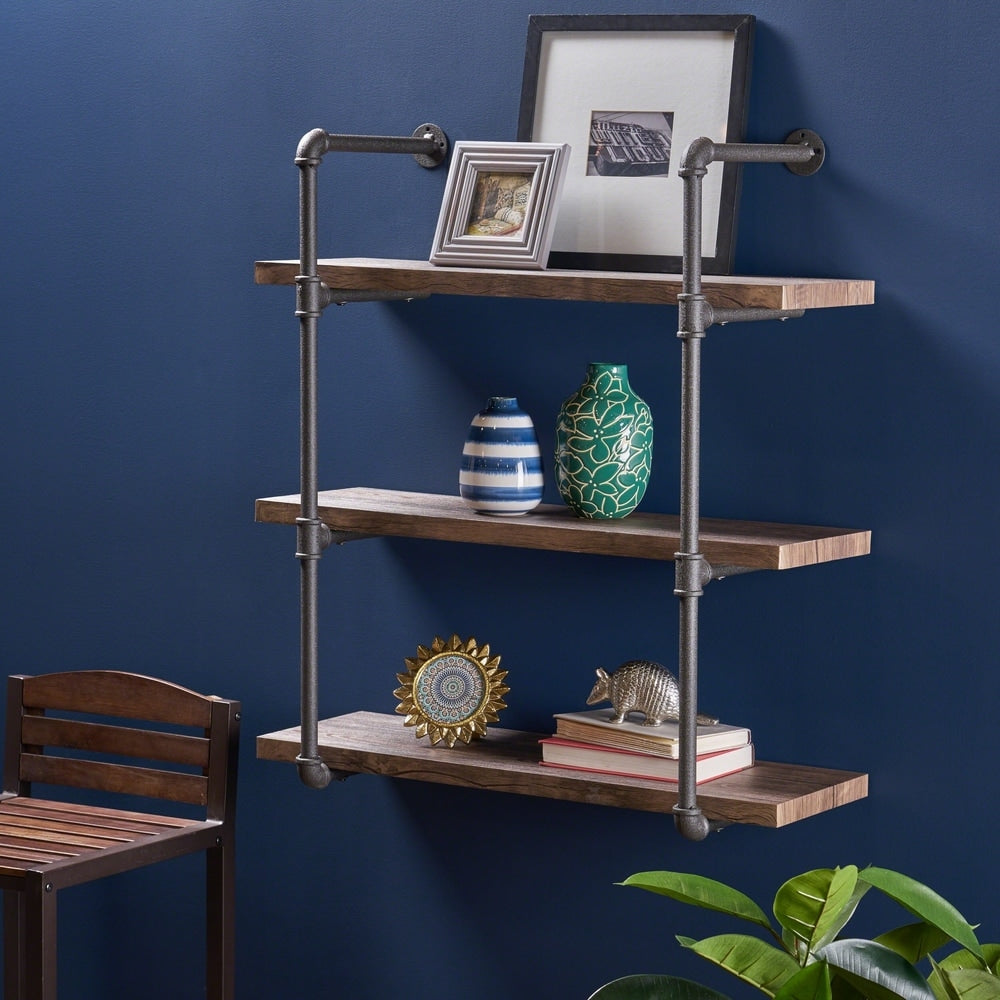 Staci Industrial 3-tier Floating Shelf by Christopher Knight Home - 31.25" W x 12.00" D x 34.75" H