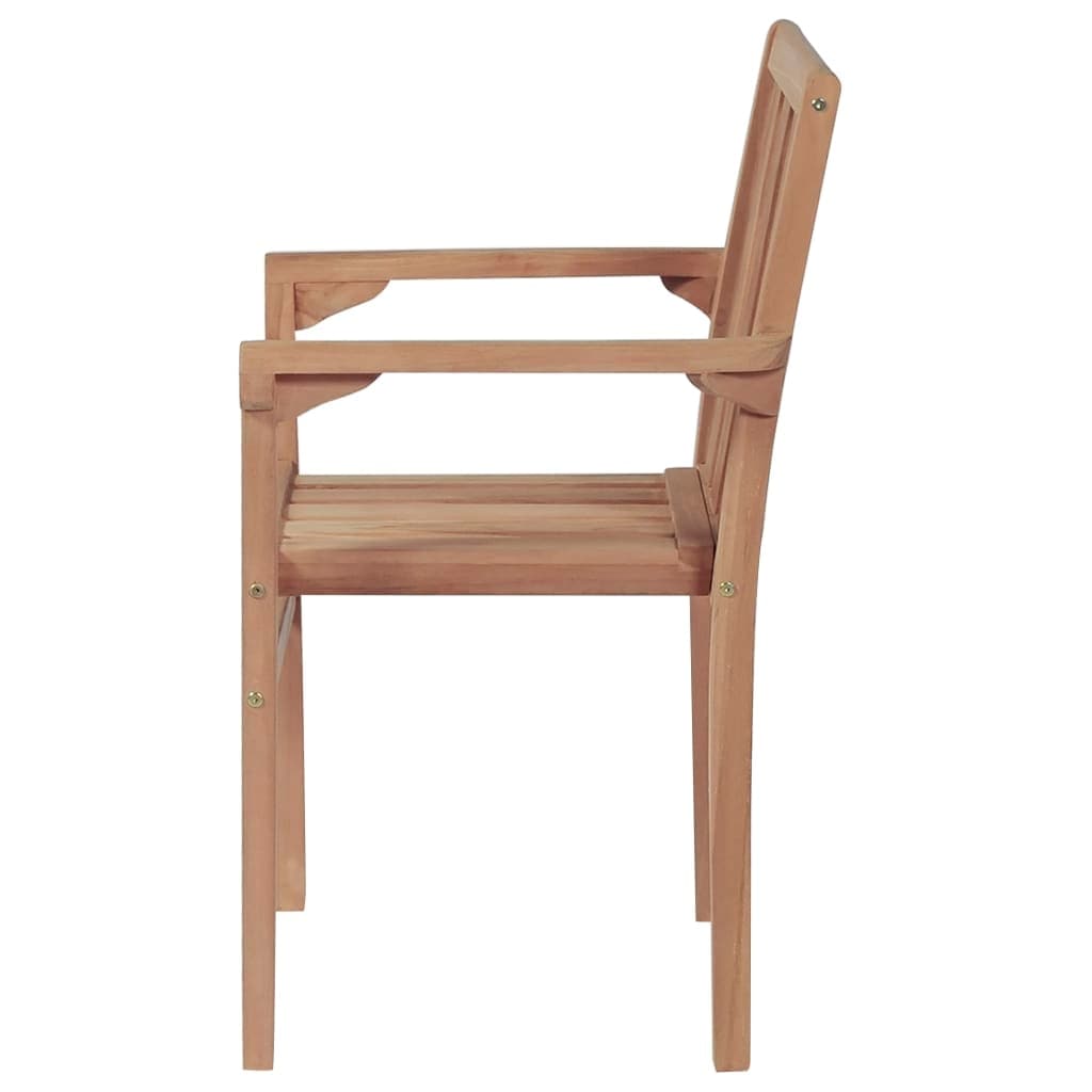 Stackable Garden Chairs with Cushions 4 pcs Solid Teak Wood