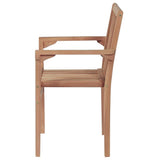 Stackable Garden Chairs with Cushions 4 pcs Solid Teak Wood