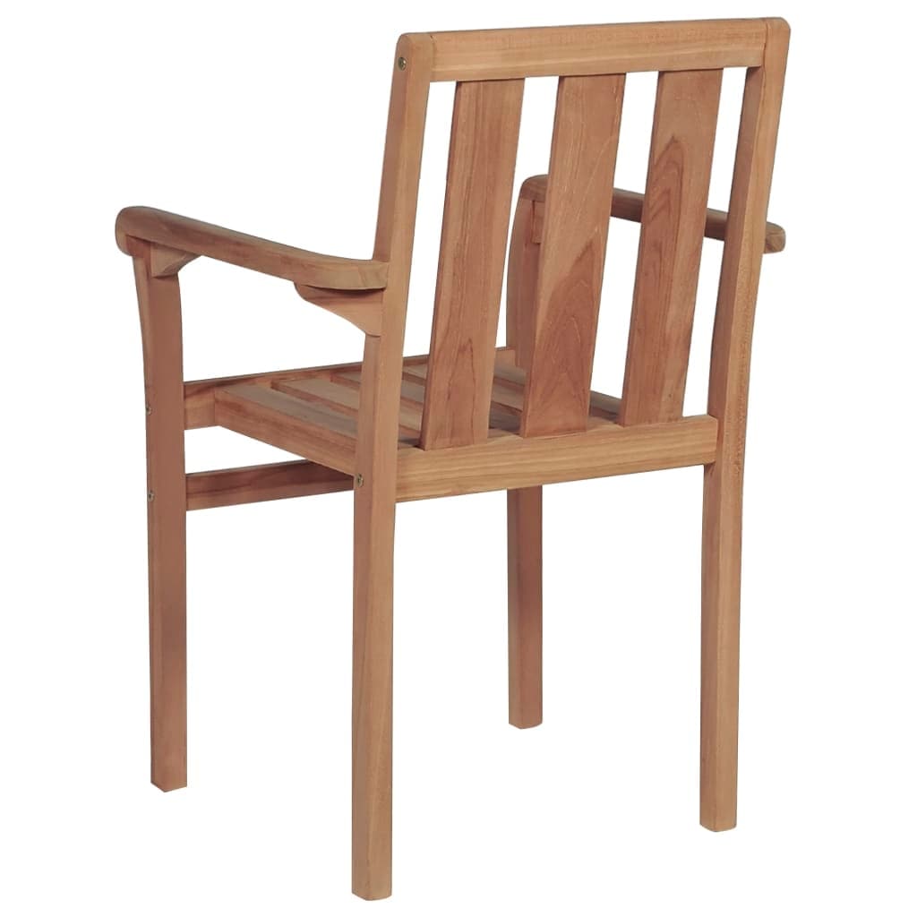 Stackable Garden Chairs with Cushions 4 pcs Solid Teak Wood