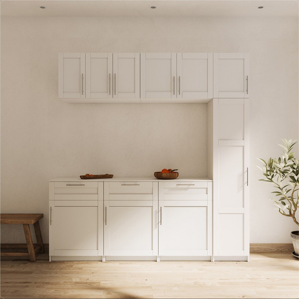 Stackable Storage Cabinet, White