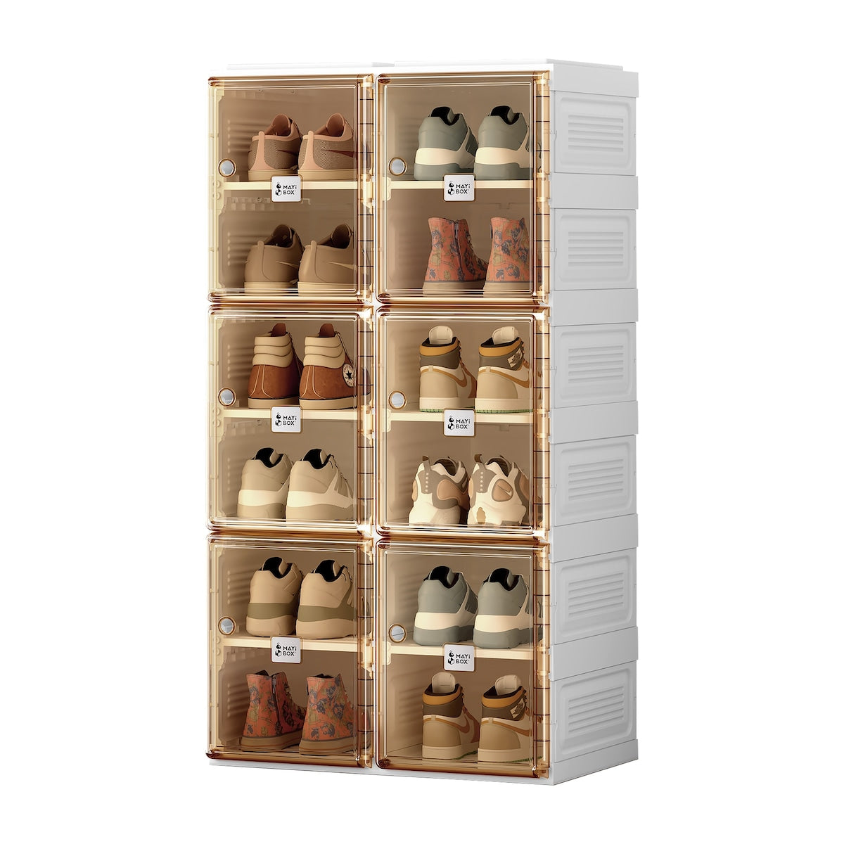 Stackable Storage Organizer Cabinet with Doors and Shelves